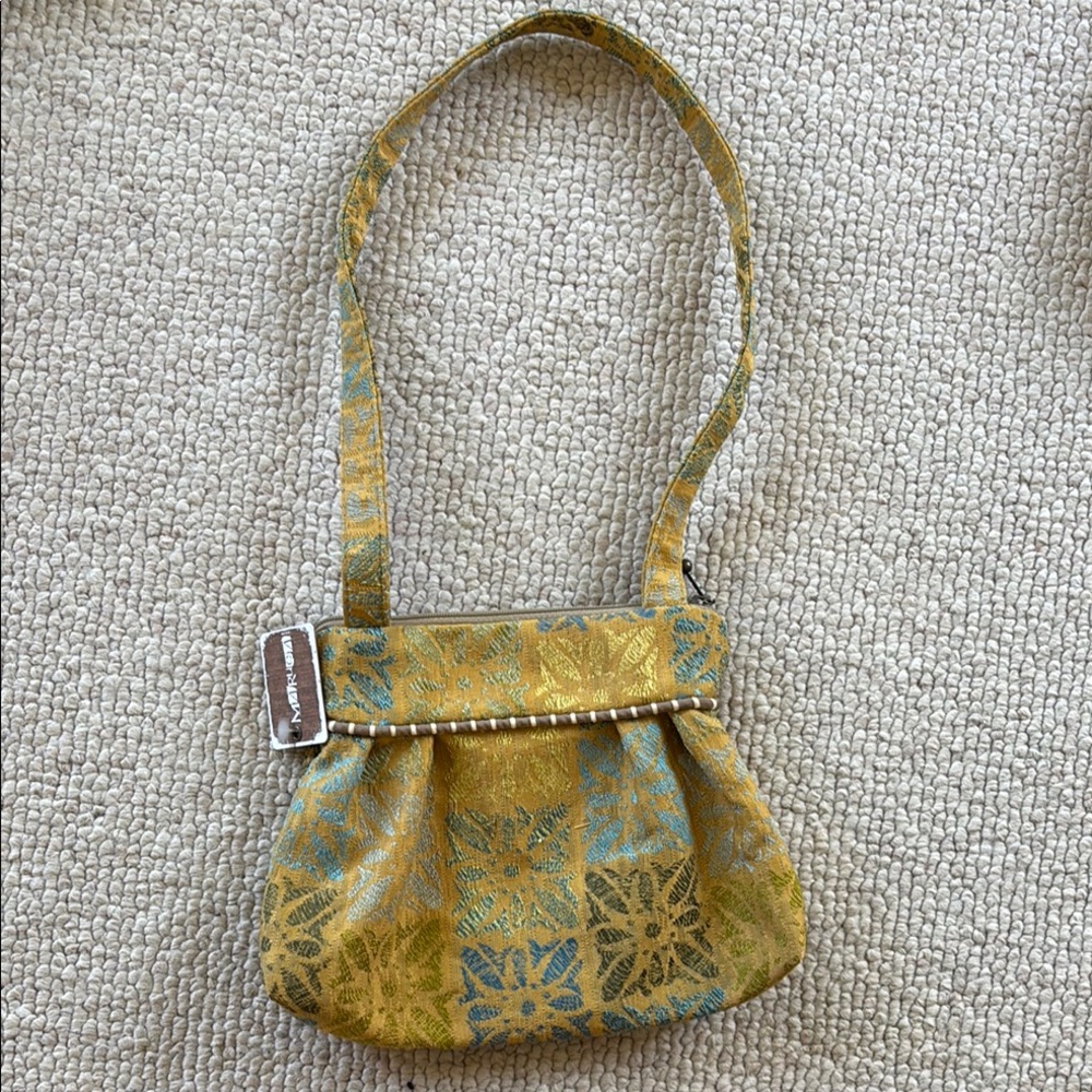 Bohemian Yellow and Blue Shoulder Bag with Geometric Pattern